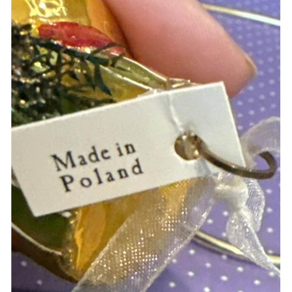 Penguin Bird‎ Colorful Party Going Out Glass Christmas Holiday Ornament Poland